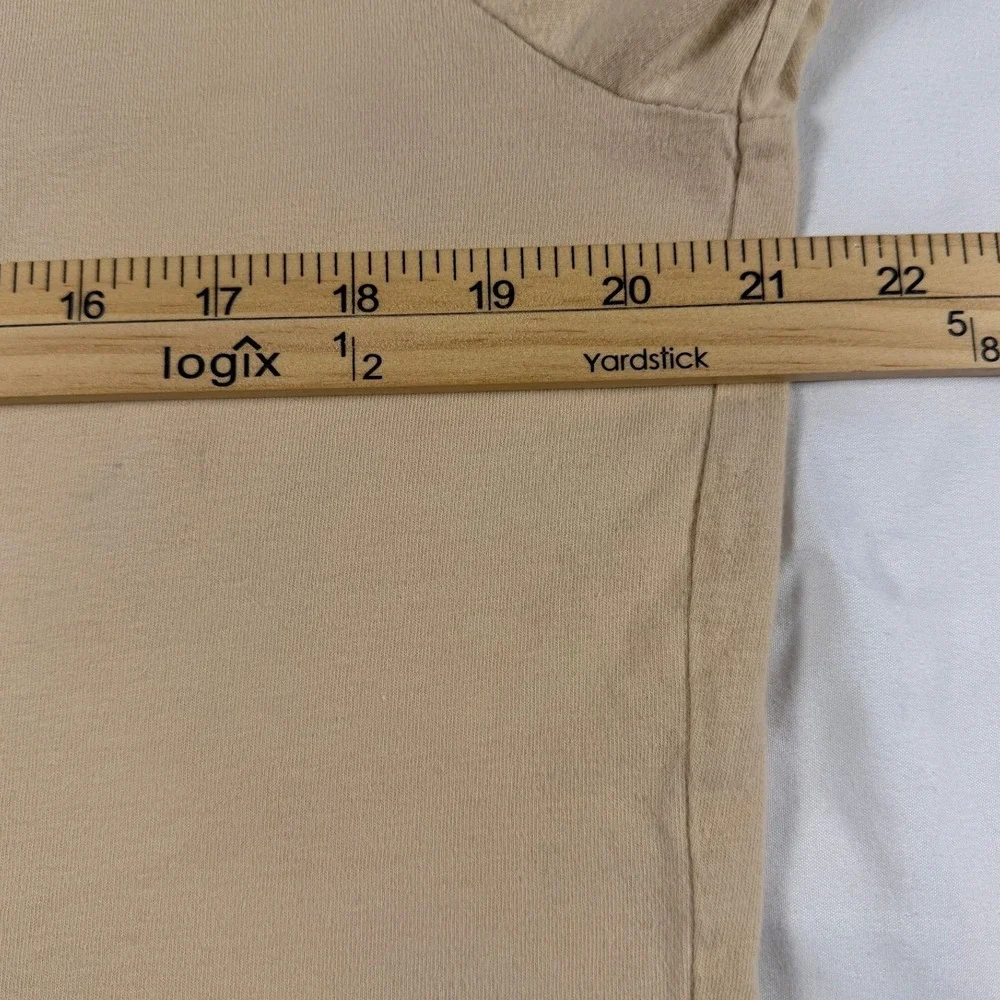 Hollister L Tan Long Sleeve Graphic Tee | Retro Spiral Logo Curved Hem Skater - Picture 5 of 9
